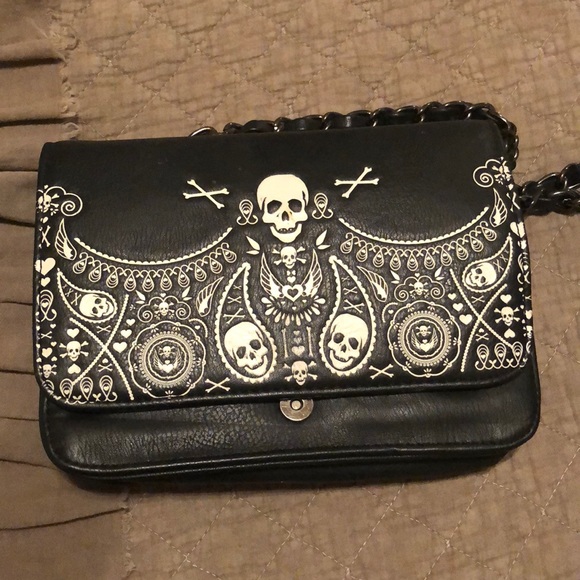 Loungefly Handbags - Skull long strap leather purse